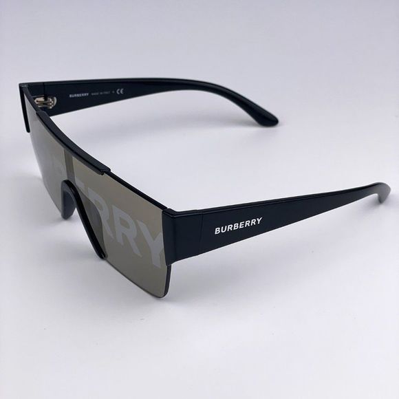Burberry BE4291 3001/G Sunglasses Black Gray Gold Shield Unisex main image 11